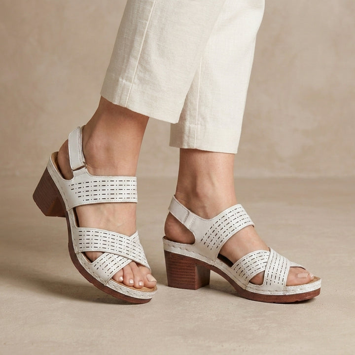Breathable Block Heel Sandals with Cross Strap Open Toe Design
