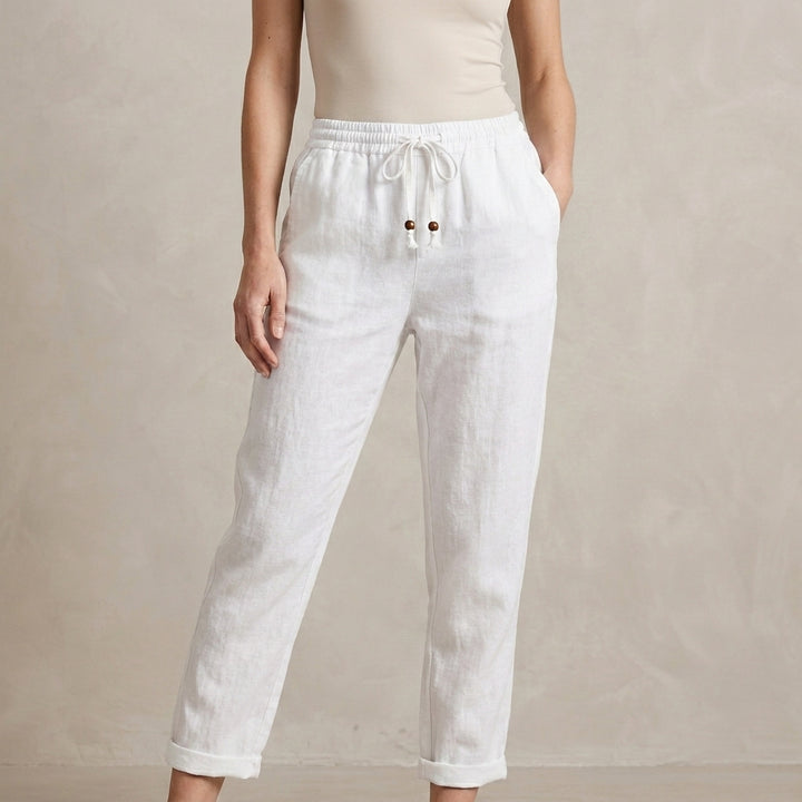 Relaxed Fit Ankle Pants with Tassel Drawstring Detail