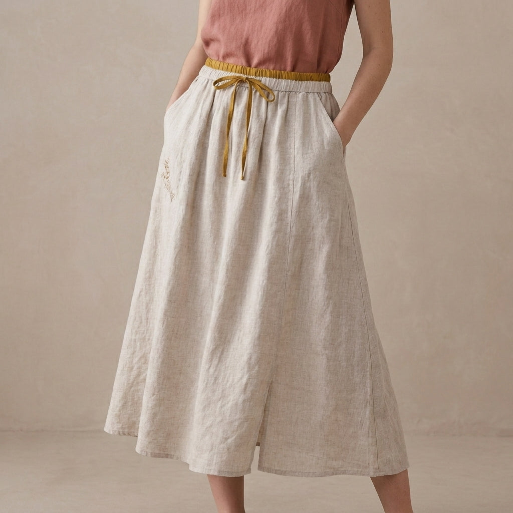Flowing Drawstring Maxi Skirt with Soft A Line Silhouette