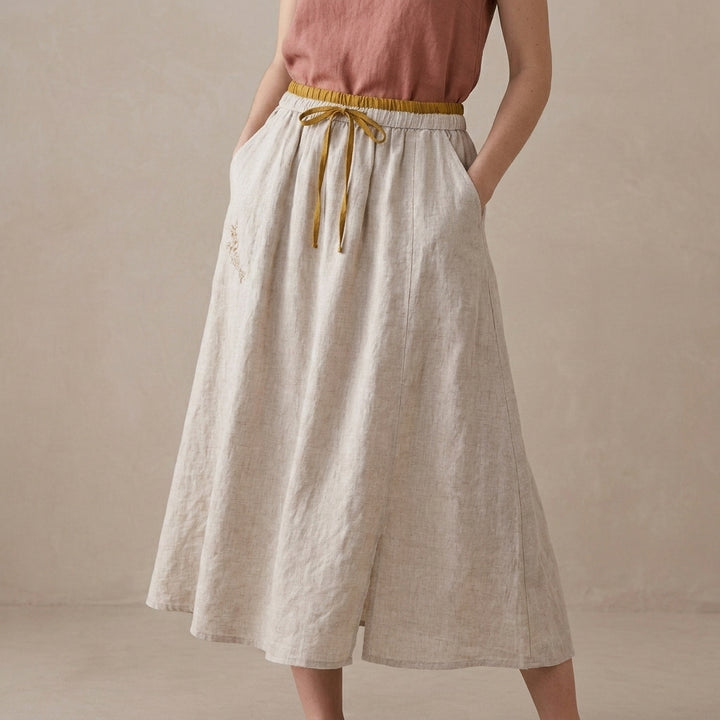 Flowing Drawstring Maxi Skirt with Soft A Line Silhouette