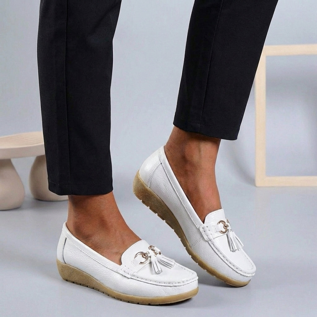 Comfort Loafers with Tassel Detail and Contrast Stitching