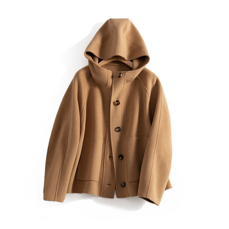 Isla Hooded Coat | Button Front Pockets Coat