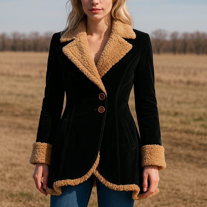 Amelia Tailored Shearling Coat | Collared Button Front Coat