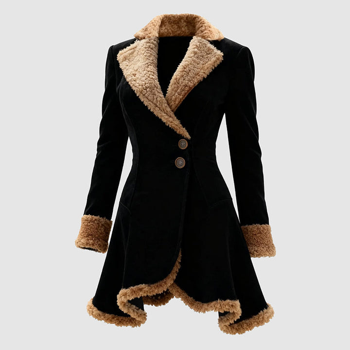 Amelia Tailored Shearling Coat | Collared Button Front Coat