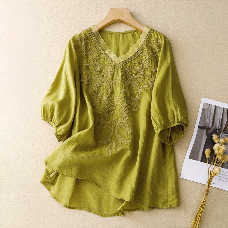 Relaxed Embroidered Tunic Blouse