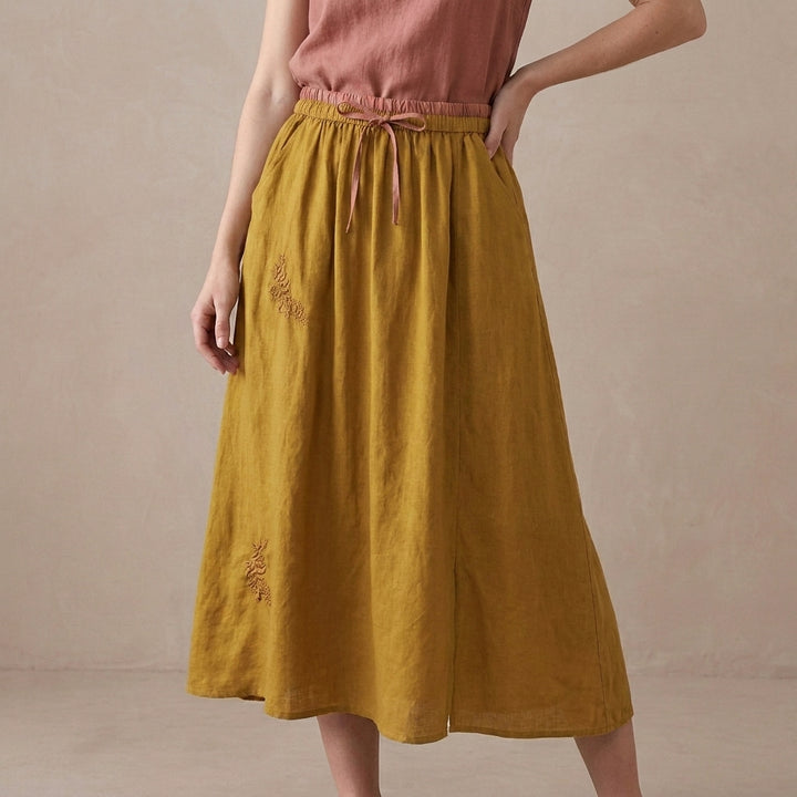 Flowing Drawstring Maxi Skirt with Soft A Line Silhouette