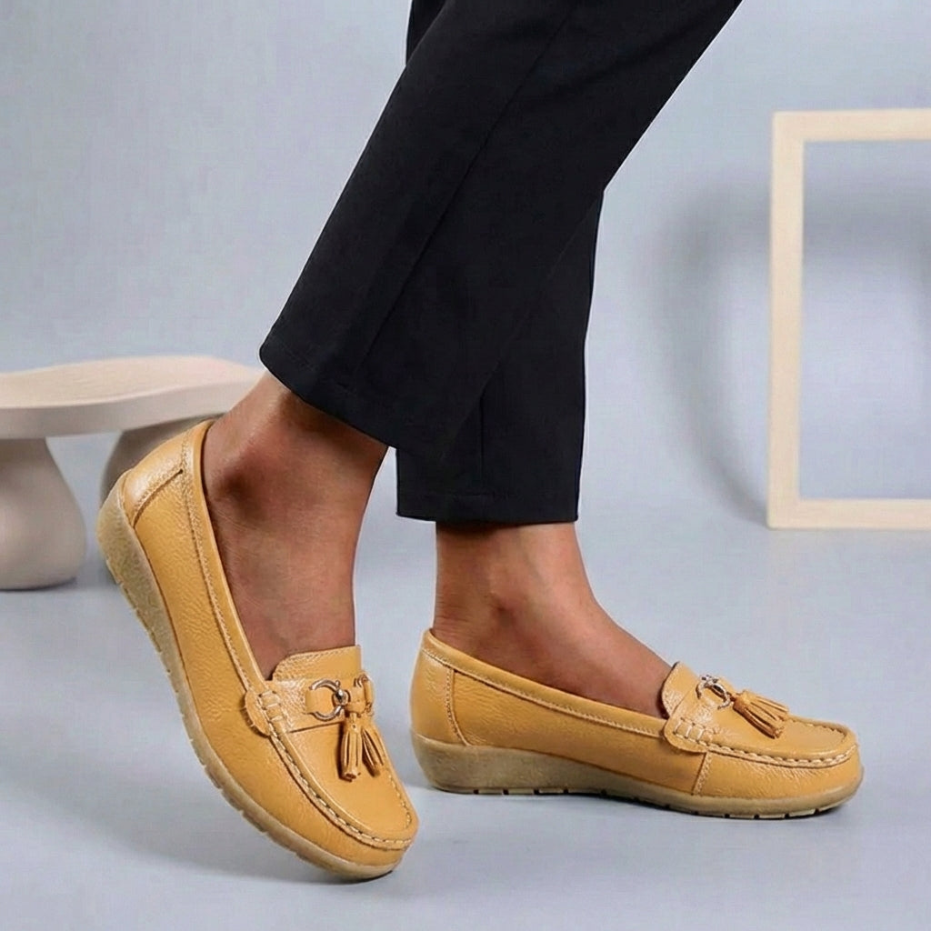 Comfort Loafers with Tassel Detail and Contrast Stitching