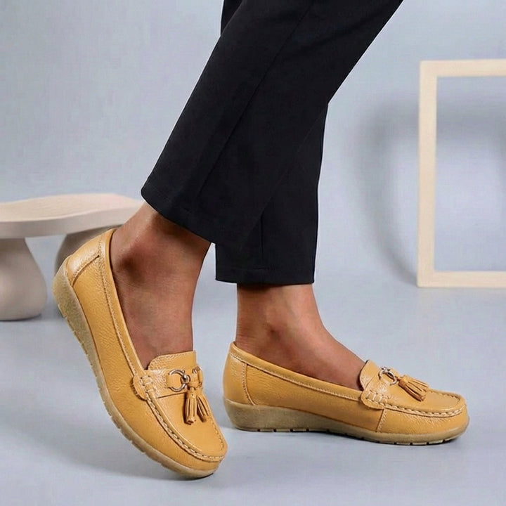 Comfort Loafers with Tassel Detail and Contrast Stitching