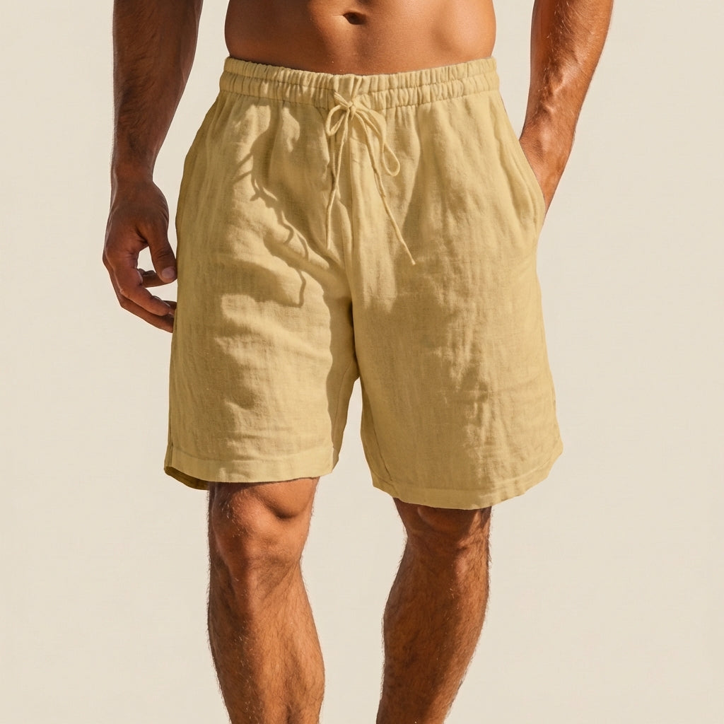 Relaxed Fit Lightweight Knee-Length Swim Shorts with Drawstring Waist