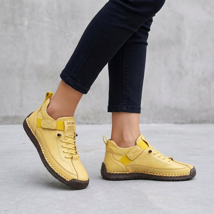 Ankle Sneakers with Whipstitch Detailing and Adjustable Strap
