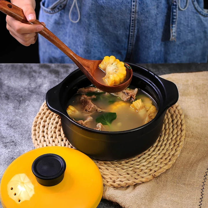Rustic Wooden Kitchen Utensil Set with Holder