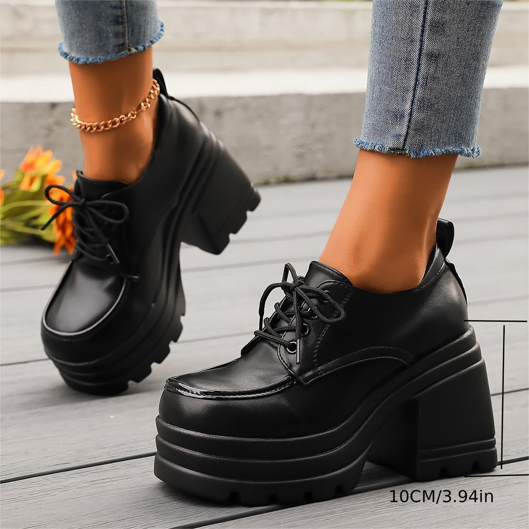 Amelia Chunky Platform Oxfords | Lace-Up Block Heel Oxfords