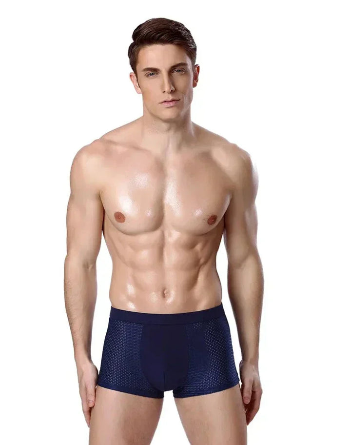 Joshua Fitted Thigh-Length Bamboo Boxer Briefs | Geometric Mesh Boxer Briefs
