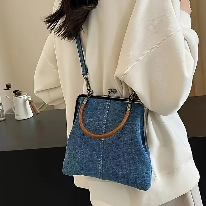 Isla Structured Frame Handbag | Kiss Lock Closure Metal Frame Handbag