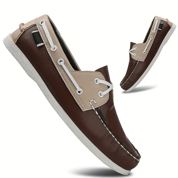 Thomas Leather Slip-On Boat Shoes – Color-Blocked Low-Top Design