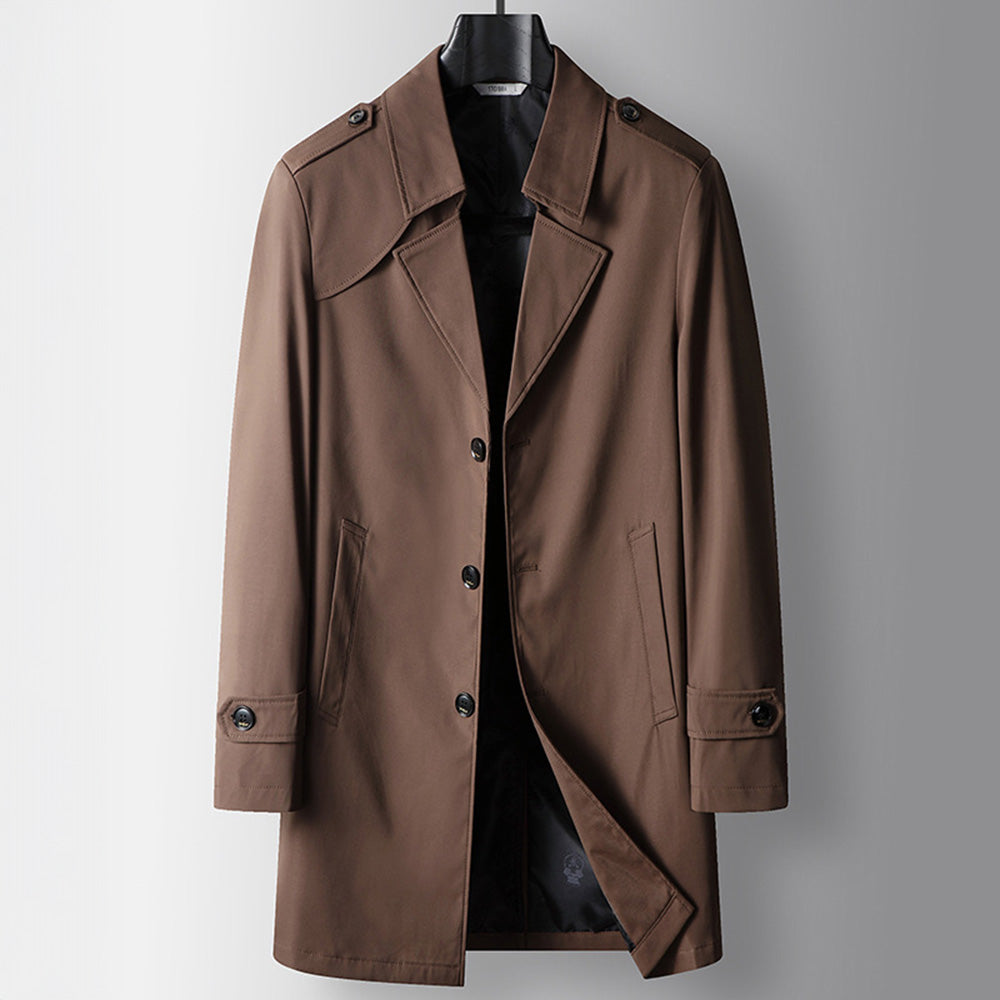 Arthur Regular Fit Trench Coat | Collared Button Front Coat