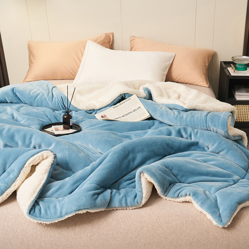 Cozy Sherpa Flannel Throw Blanket