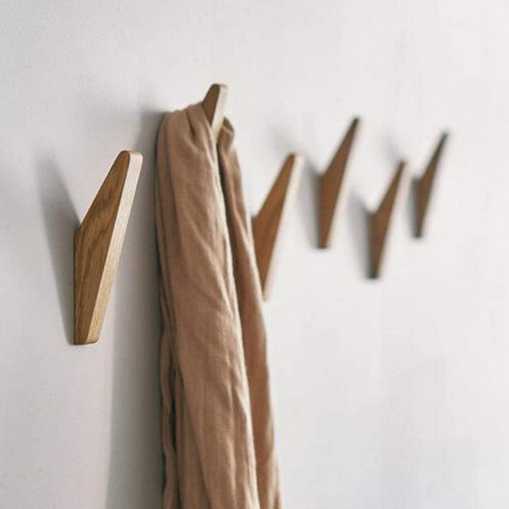 Minimalist Angled Wooden Wall Hook With Geometric Design