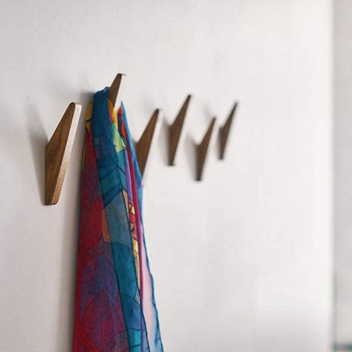 Minimalist Angled Wooden Wall Hook With Geometric Design