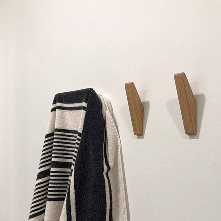 Minimalist Angled Wooden Wall Hook With Geometric Design
