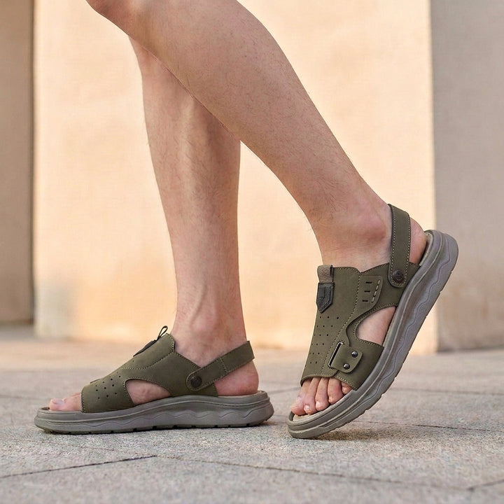 Perforated Slingback Comfort Sandals with Adjustable Strap and Cushioned Sole
