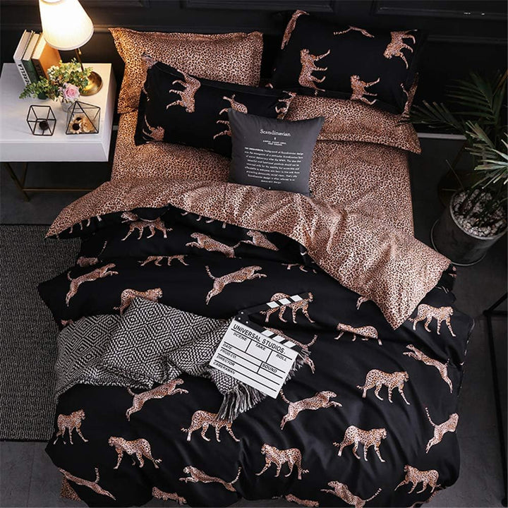 Contemporary Cotton Leopard Print Duvet Cover Set