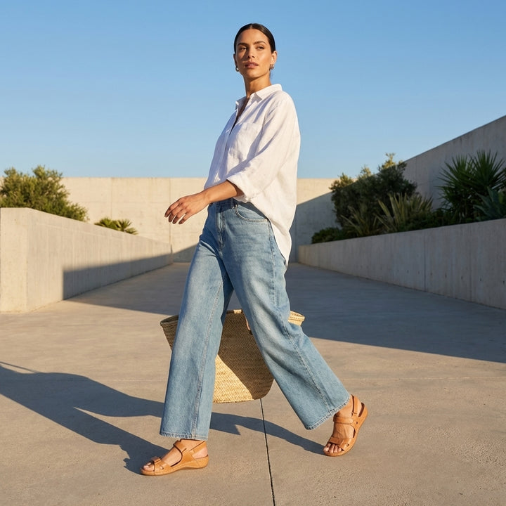 Elevated Orthopedic Leather-Like Sandals with Adjustable Straps and Supportive Sole