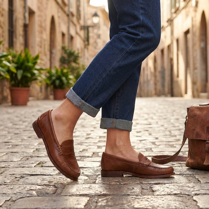 Timeless Penny Loafers with Moc-Toe Stitching for Daywear