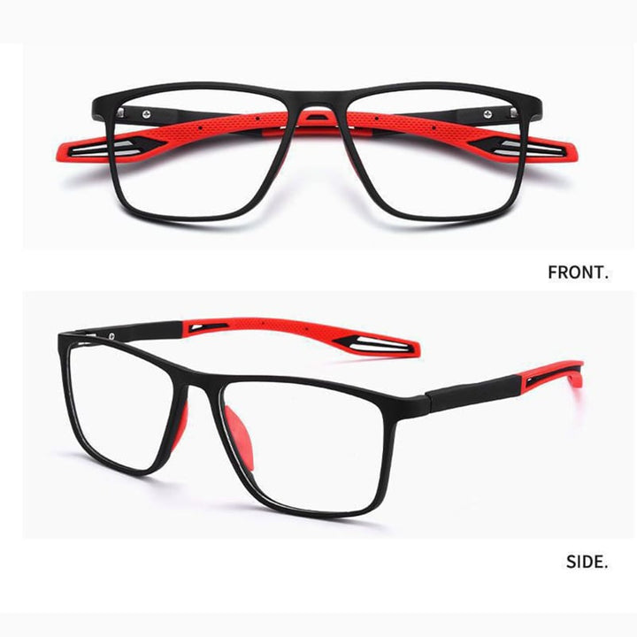 Freddie Two-Tone Rectangular Glasses – Textured Grip Modern Design