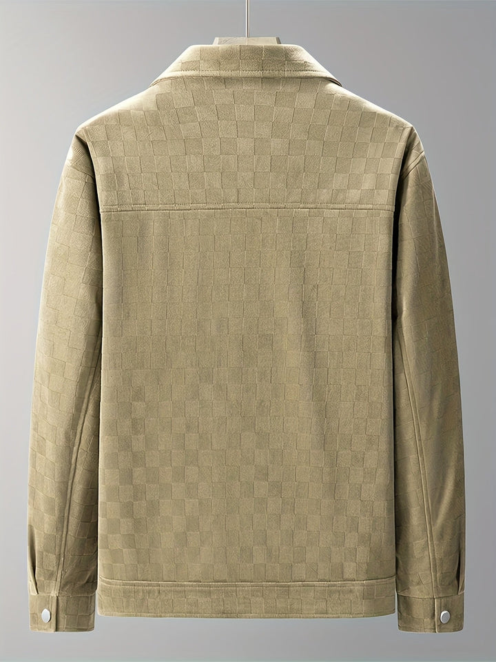Leo Relaxed Fit Trucker Jacket | Checkered Button Front Trucker Jacket