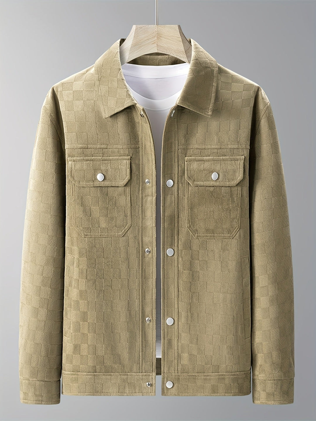 Leo Relaxed Fit Trucker Jacket | Checkered Button Front Trucker Jacket