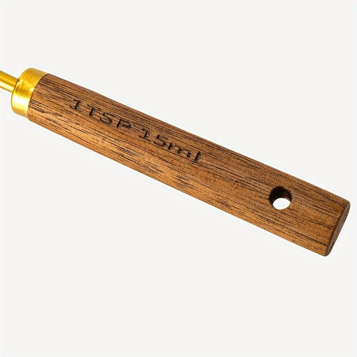Rustic Wood and Brass Measuring Spoon Set