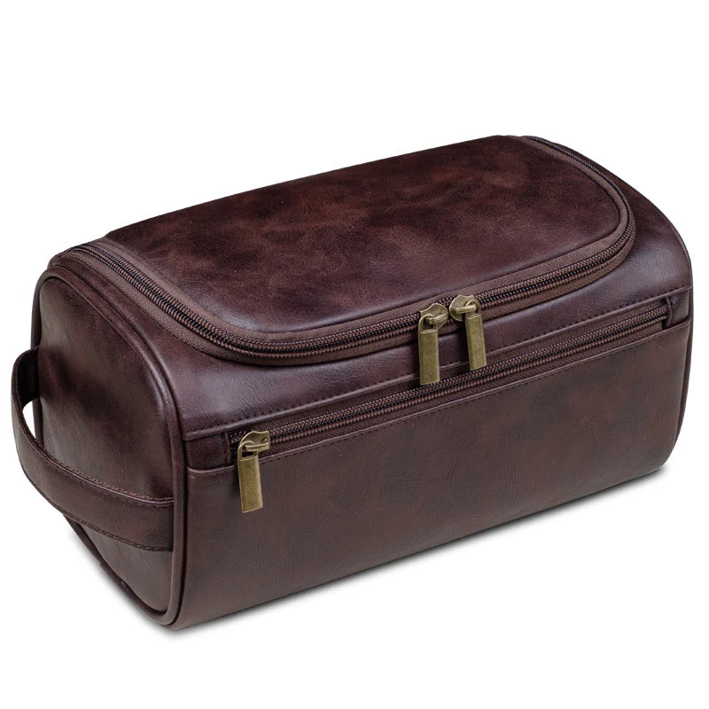 Classic Leather Toiletry Bag With Metal Hook