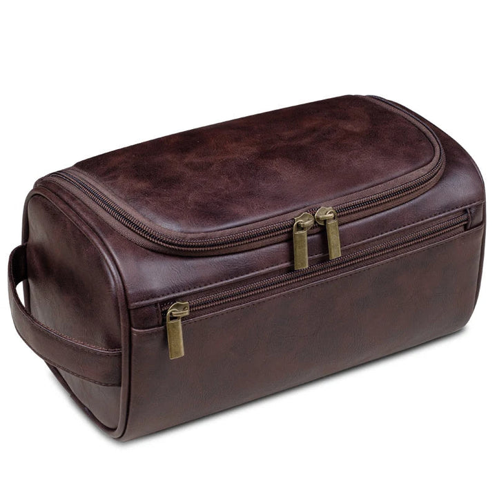 Classic Leather Toiletry Bag With Metal Hook