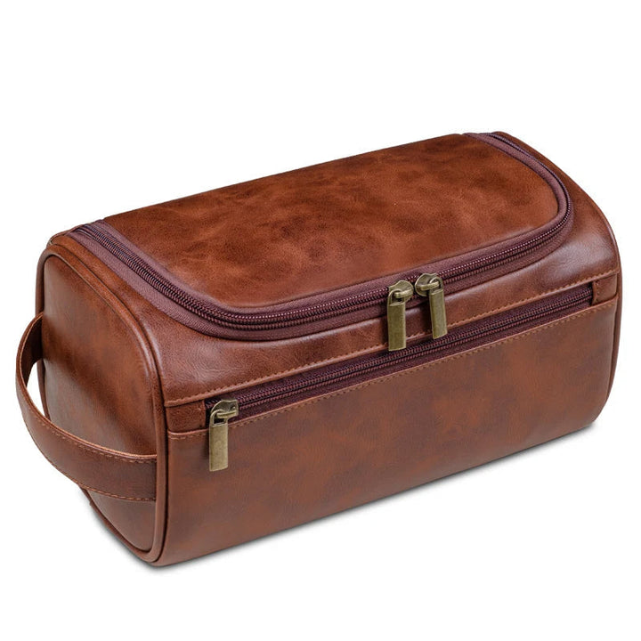 Classic Leather Toiletry Bag With Metal Hook
