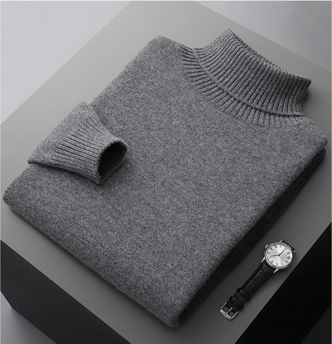 Arthur Ribbed Turtleneck Sweater | Solid Long Sleeve Sweater