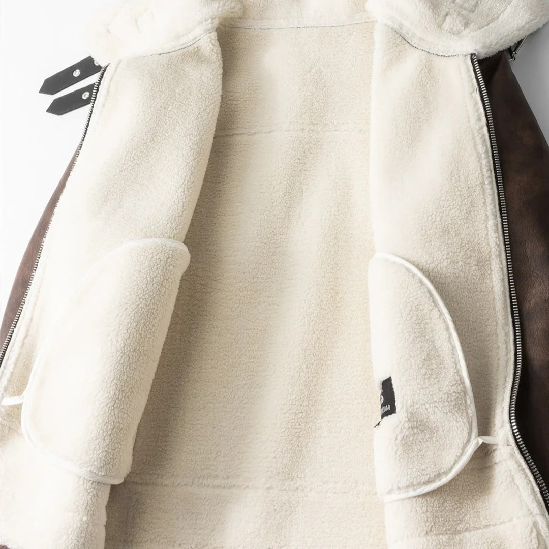 Sherpa-Lined Aviator Jacket