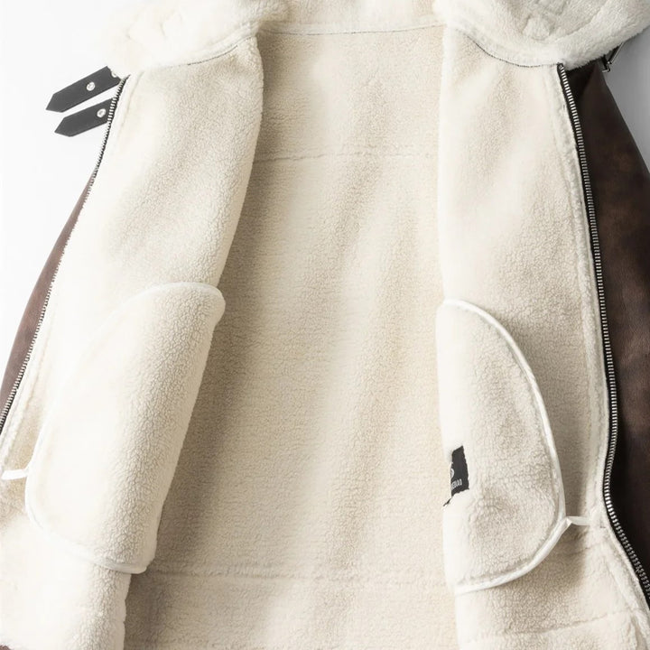 Sherpa-Lined Aviator Jacket