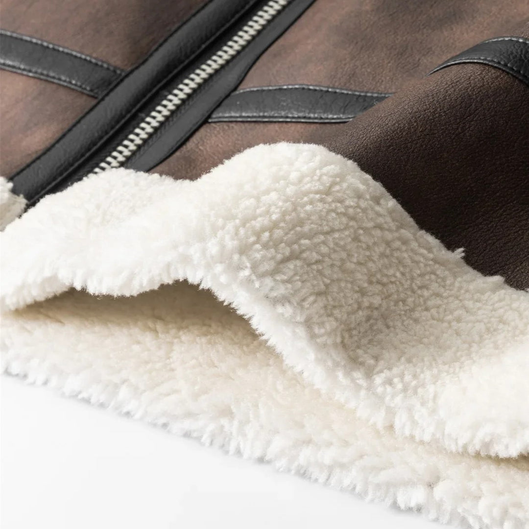 Sherpa-Lined Aviator Jacket
