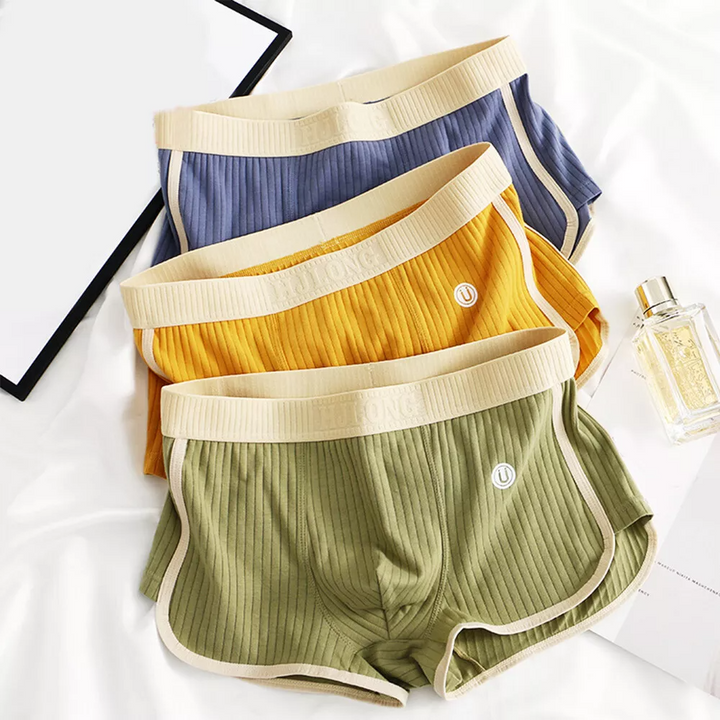 James Fitted Boxer Briefs Three-Piece Set | Ribbed Contrast Trim Men’s Boxer Briefs