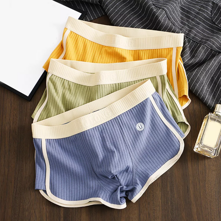 James Fitted Boxer Briefs Three-Piece Set | Ribbed Contrast Trim Men’s Boxer Briefs